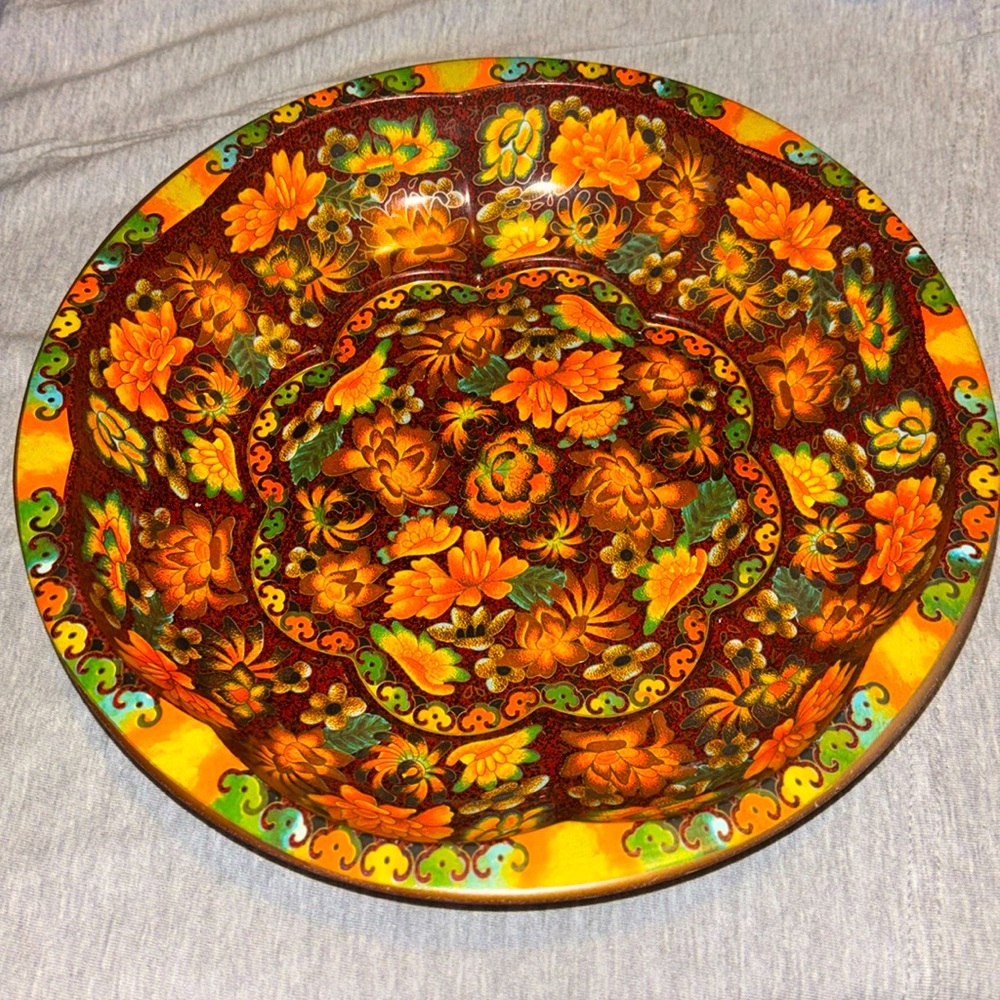 70s Daher Decorated Ware Tin Serving Bowl